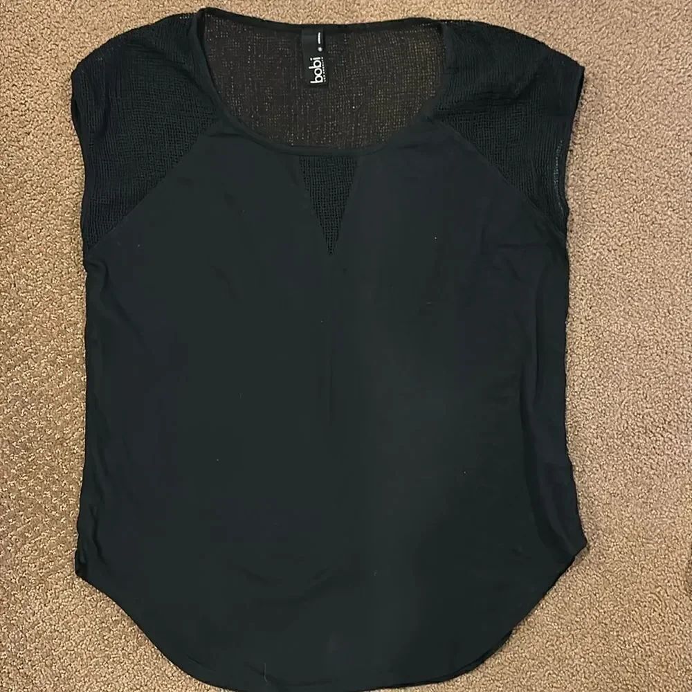 Bobi Women’s Black Sleeveless Partial Mesh Top, Size M